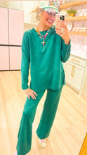 Green Scuba Slit Top and Pant Set
