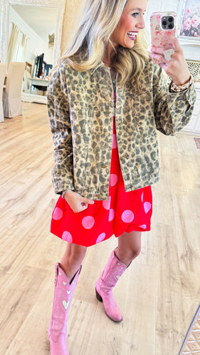 Leopard Print Denim Jacket