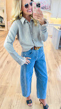 THML Grey Knit Contrast Collar Cardigan