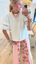 White Puff Sleeve Lace Accent Top
