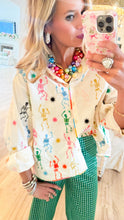 Queen of Sparkle Multi Color Skelton Button Up Top
