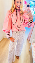 Pink and Brown Contrast Piping Top