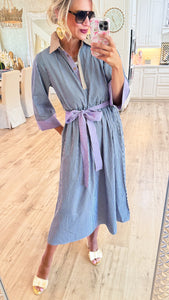 Multi Color Stripe Mix Match Midi Dress