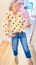 Cream and Black Polka Dot 3/4 Sleeve Top