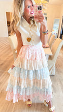 Pink Multi Floral Tiered Maxi Skirt