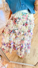 Ivory Floral Tiered Tulle Maxi Skirt