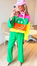Multi Color Stripe Smiley Face Sweater