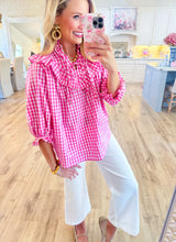 Pink Gingham Poplin Top