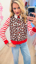 Red Leopard Stripe Combo Cardigan