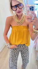 Mustard Yellow Bubble Hem Tube Top