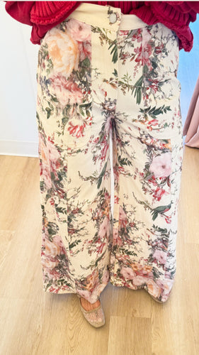 Cream Floral Washed Ruffle Lace Bottoms