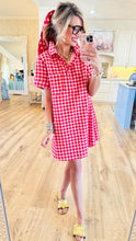 Red Gingham Shirt Dress