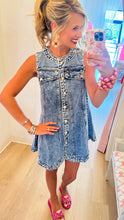 Denim Pearl and Rhinestone Embellished Dress