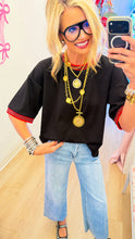 Black Contrast Trim Top