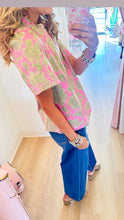 Green and Pink Garden District Top