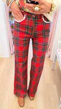 Red Plaid Wide Leg Pants