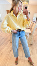 Yellow Stripe Ruffle Detail Top