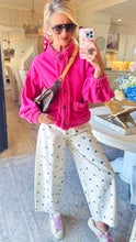 Cream and Navy Polka Dot Barrell Jeans