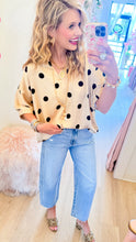 Restock Taupe and Black Polka Dot Dolman Sleeve Top