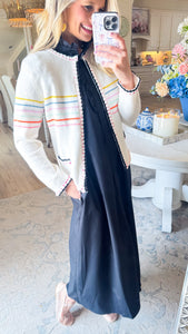 Cream Colorful Knit Sweater Cardigan