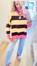 Brown and Cream Stripe Knit Sweater Top