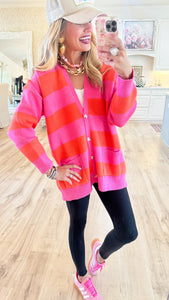 Pink and Orange Stripe Cardigan