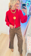 Animal Print Accent Trim Pants