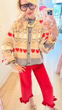 Taupe Mineral Wash Heart Cardigan