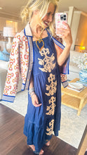 Navy Applique Midi Dress
