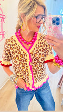 Leopard Ruffle Detail Cardigan