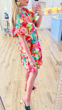 THML Pink Flower Print Puff Sleeve Dress