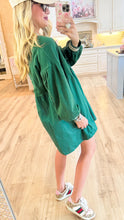 Green Varsity Flare Babydoll Dress