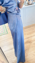 Dusty Blue Satin V-Neck Set