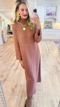 Mocha Mock Neck Knit Midi Dress