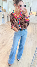 Leopard Contrast Stripe Cardigan