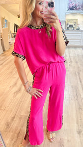 Hot Pink Leopard Pant Set