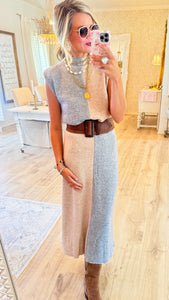 Taupe and Grey Colorblock Skirt Set