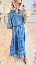Deal of the Day Washed Denim Tiered Maxi Dress