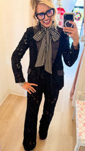 Black Velvet Floral Lace Suit Set