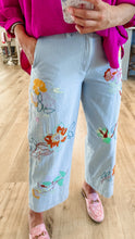 Light Denim Embroidered Pants