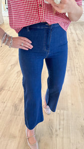 Dark Denim High Waist Wide Leg Jeans