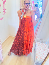 Terracotta and Orange Color Block Maxi Dress