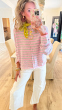 Pink and Grey Stripe Cardigan