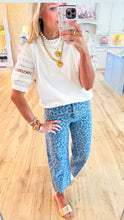 Light Blue Leopard Print Barrel Jeans