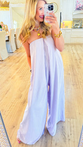 Lavender Strapless Flowy Jumpsuit