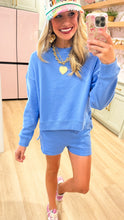Cornflower Blue Sweatshirt Short Set