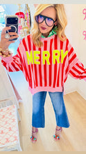 Pink and Red Striped Merry Sweatshirt