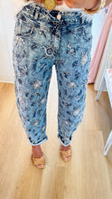 Floral Sequin Barrel Jeans