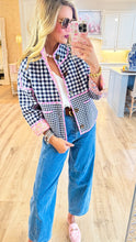 Pink and Navy Multi Print Reversible Jacket