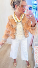Tan Rhinestone Detail Sheer Jacket